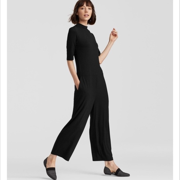 Eileen FisherJersey Lightweight Mock Turtleneck Jumpsuit - Picture 1 of 14